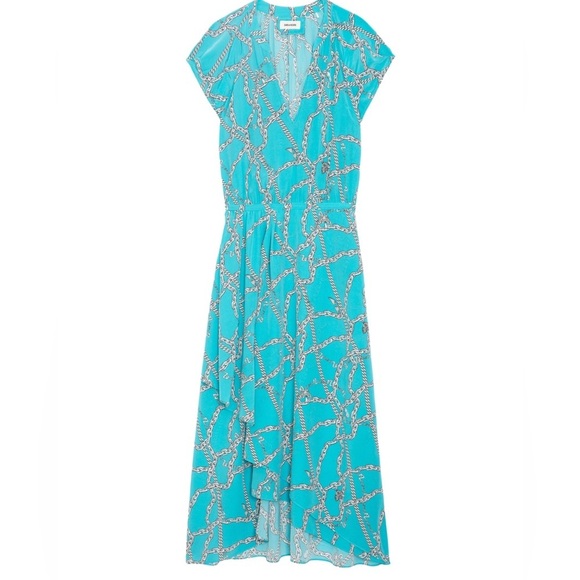 Zadig &Voltaire Elegant Turquoise Patterned Dress size Medium - Picture 5 of 15